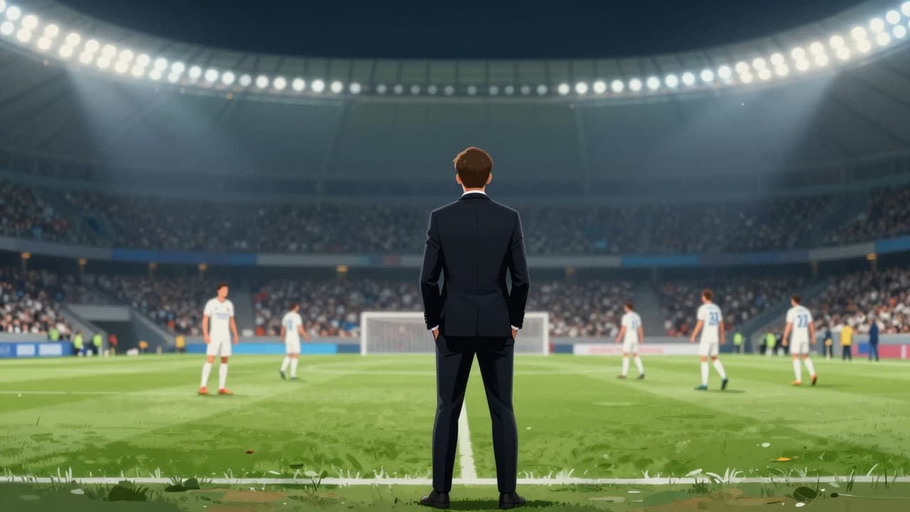 Dalić na klupi, igrači u bijelom, reflektori