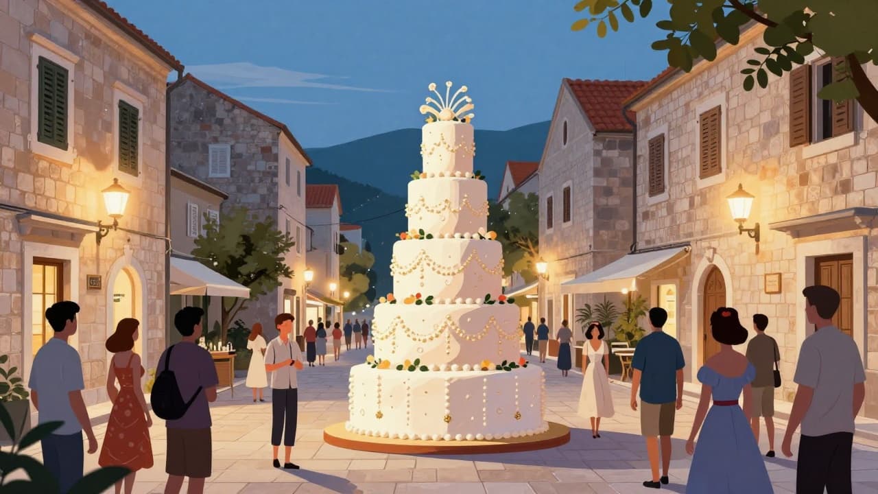 Festive street scene with a summary experience