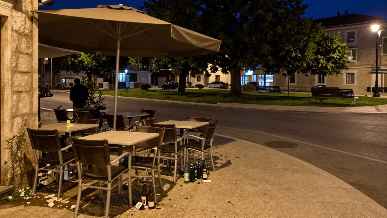 Prazna terasa kafića u noćnim satima