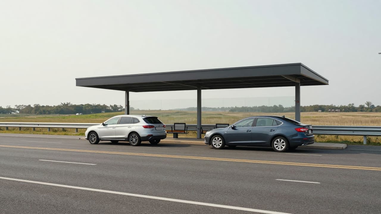 Dva automobila zaustavljena na autocesti