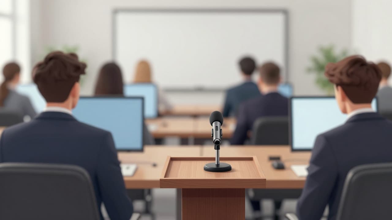 A view of a lectern with a microphone