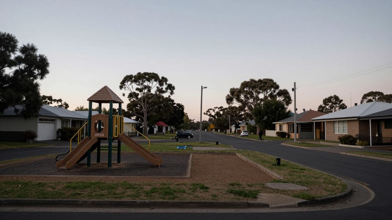An empty playground at dusk