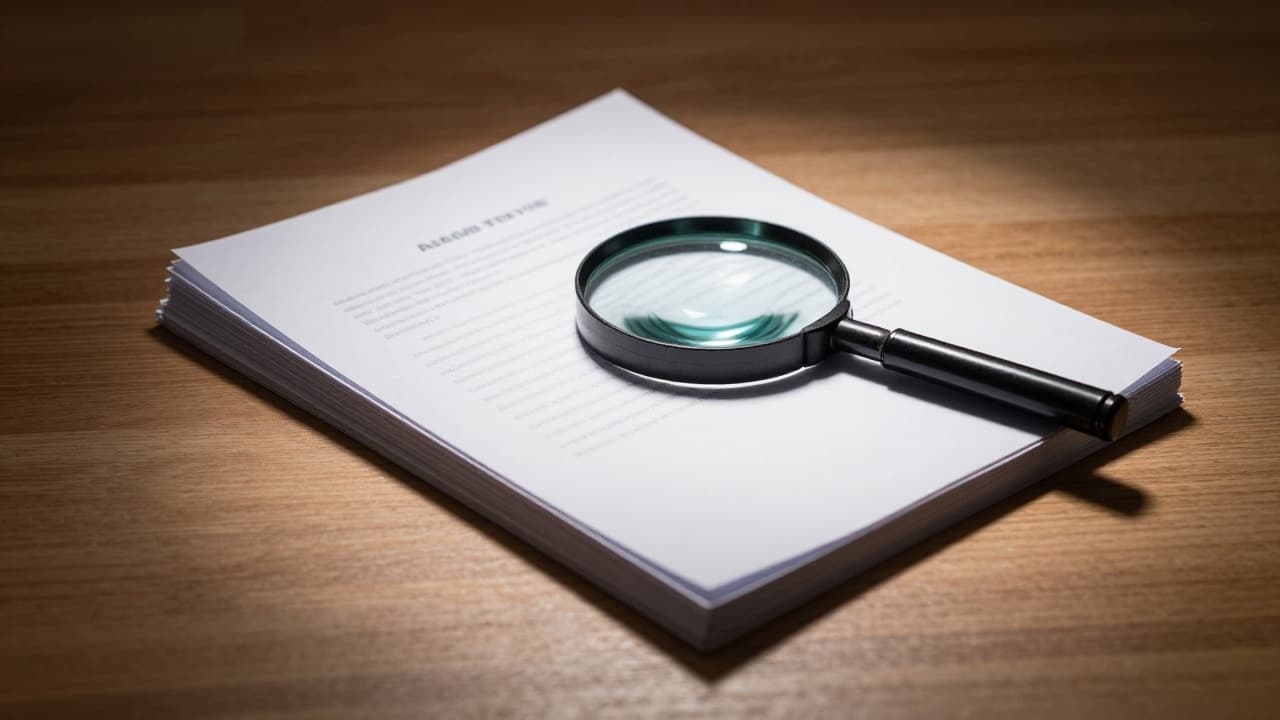 Overview of documents and magnifying glass