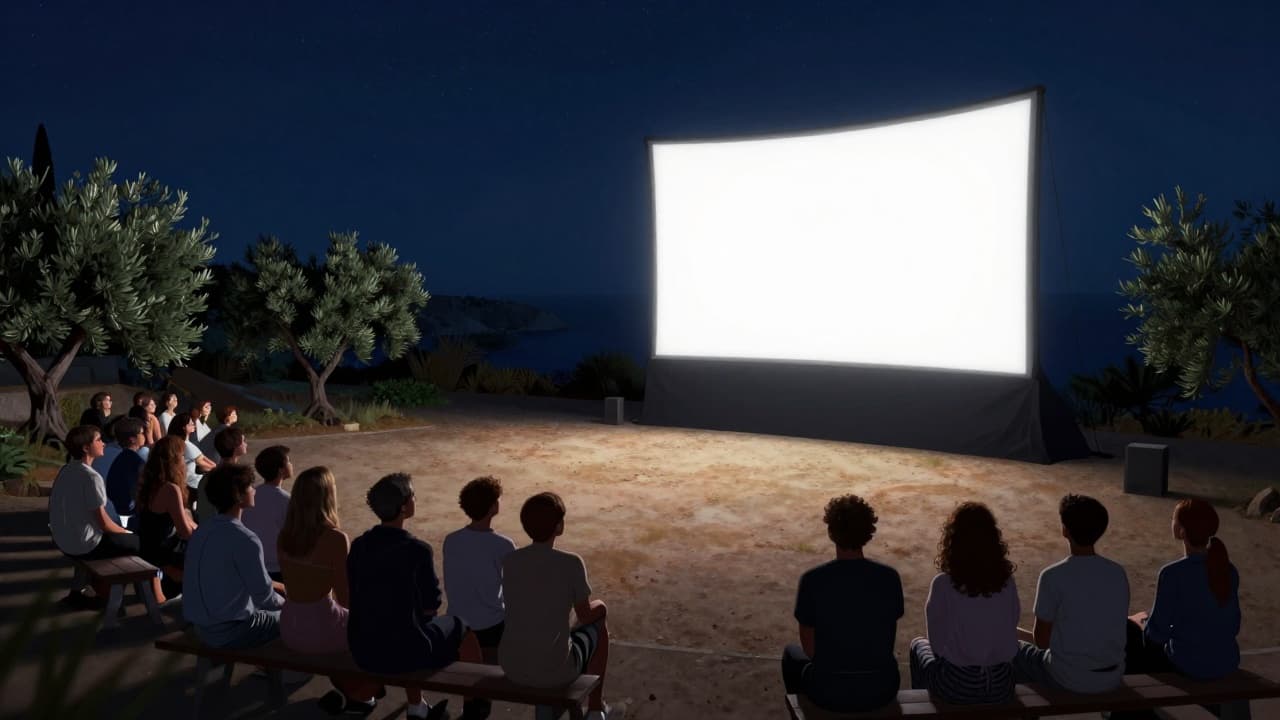 Publika gleda film na otvorenom