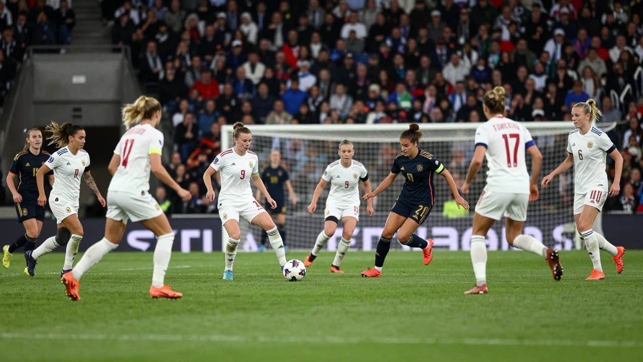 Ženski nogometni susret u punom stadionu