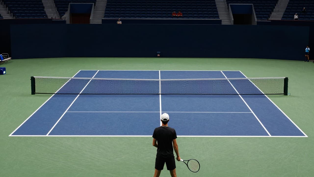 A tennis player in action on the court