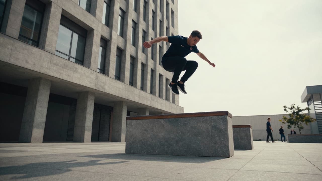 Parkour natjecatelj u akciji