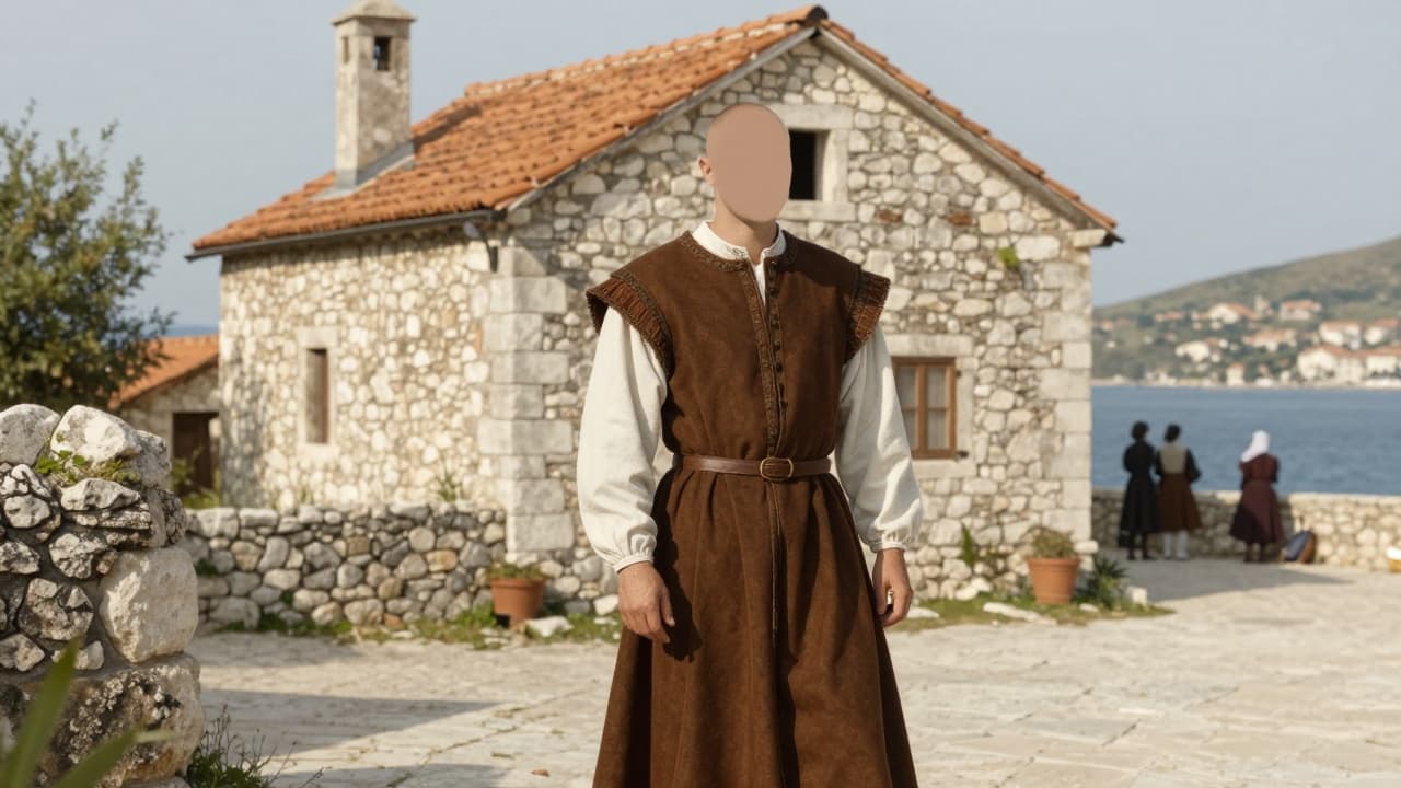Prikaz Marka Marulića u tradicionalnoj odjeći