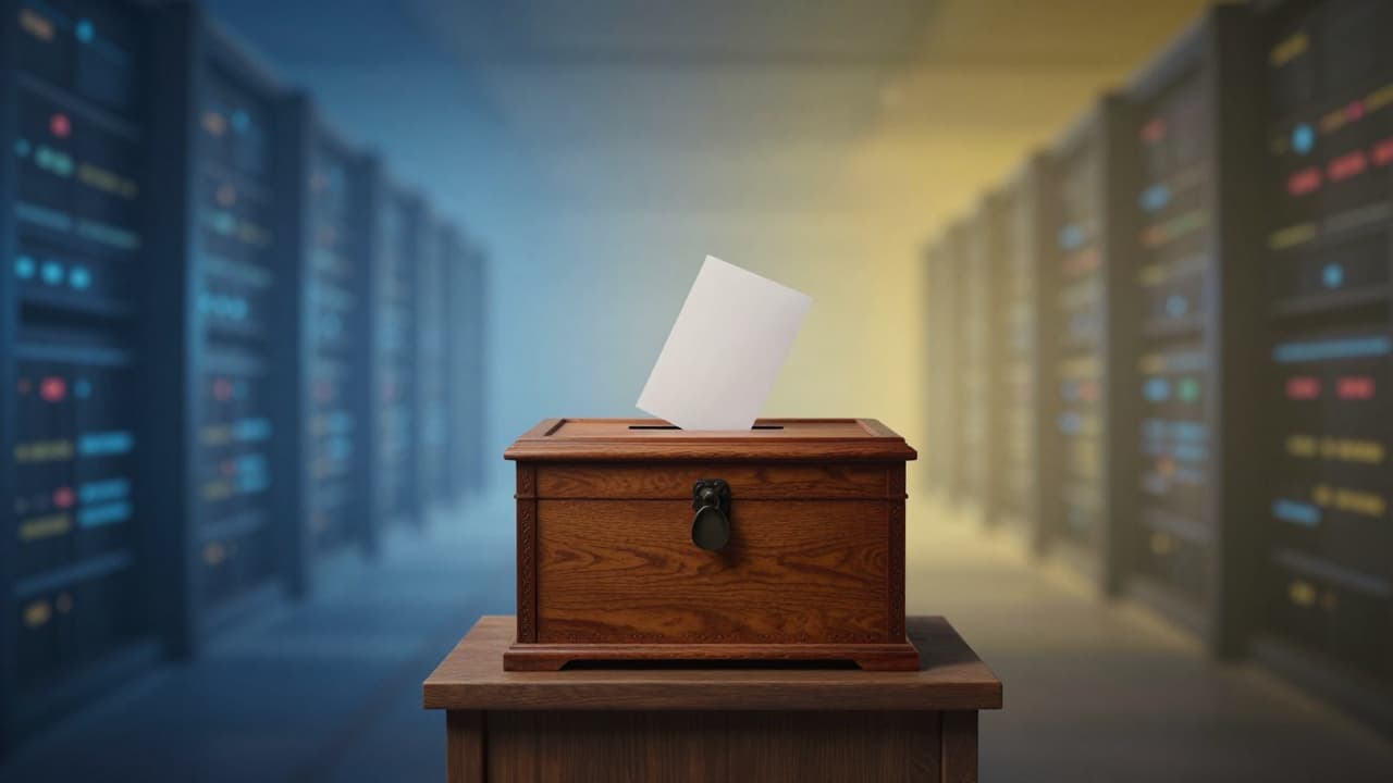 Swedish ballot box on a digital background